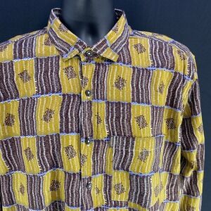 Woodin Mens Deluxe Long Sleeve Button Up Shirt Size XL African Print AOP